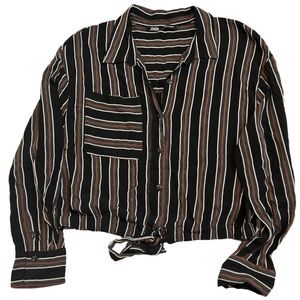 Zara Cropped button-down Striped top. Size L. EUC